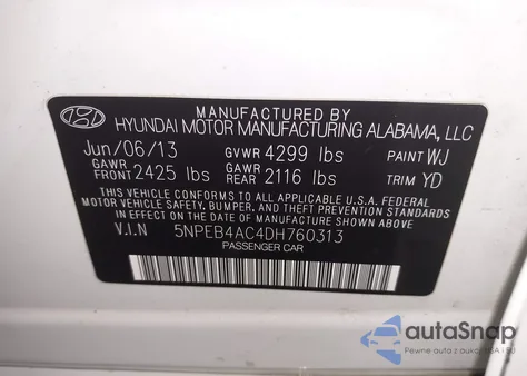 2013 Hyundai Sonata Gls from USA, damaged, VIN 5NPEB4AC4DH760313